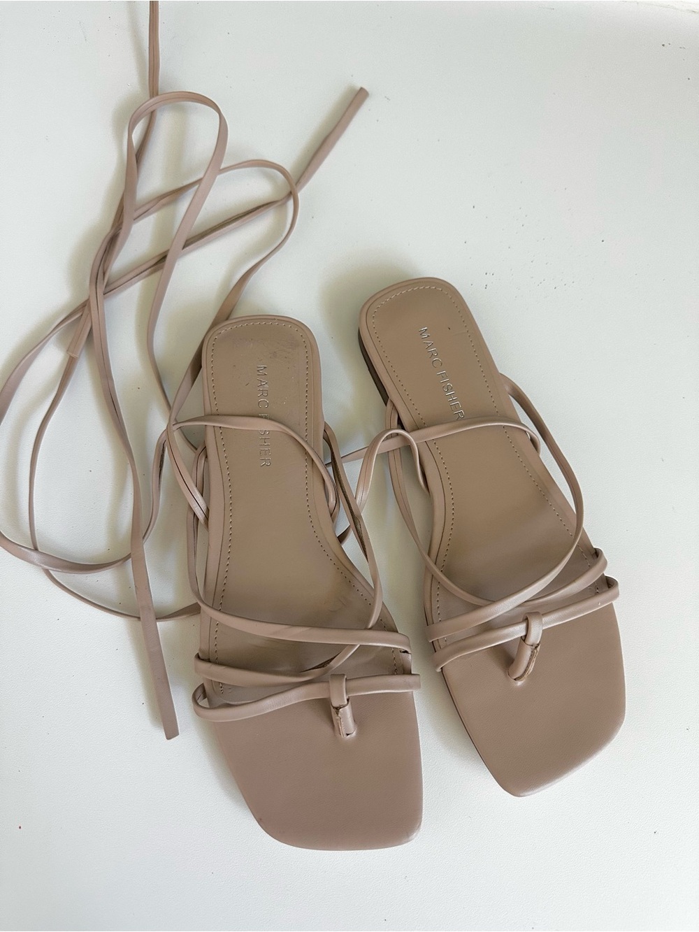 Marc Fisher Latent Lace-Up Square-Toe Sandals